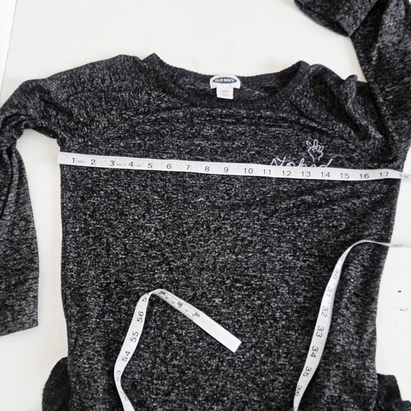 Gray Ruffle Side Slit Long Sleeve Stretchy T-shirt Top Juniors L - Picture 4 of 5